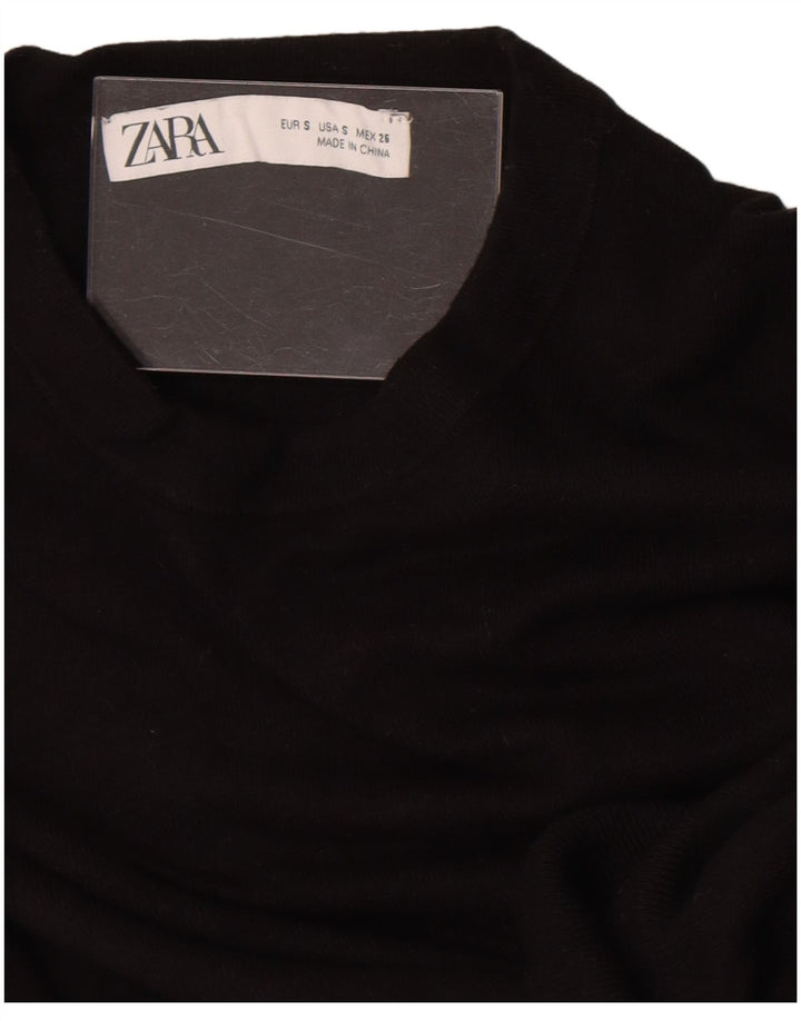 Sweter damski Zara z okrągłym dekoltem UK 10, mały, czarny