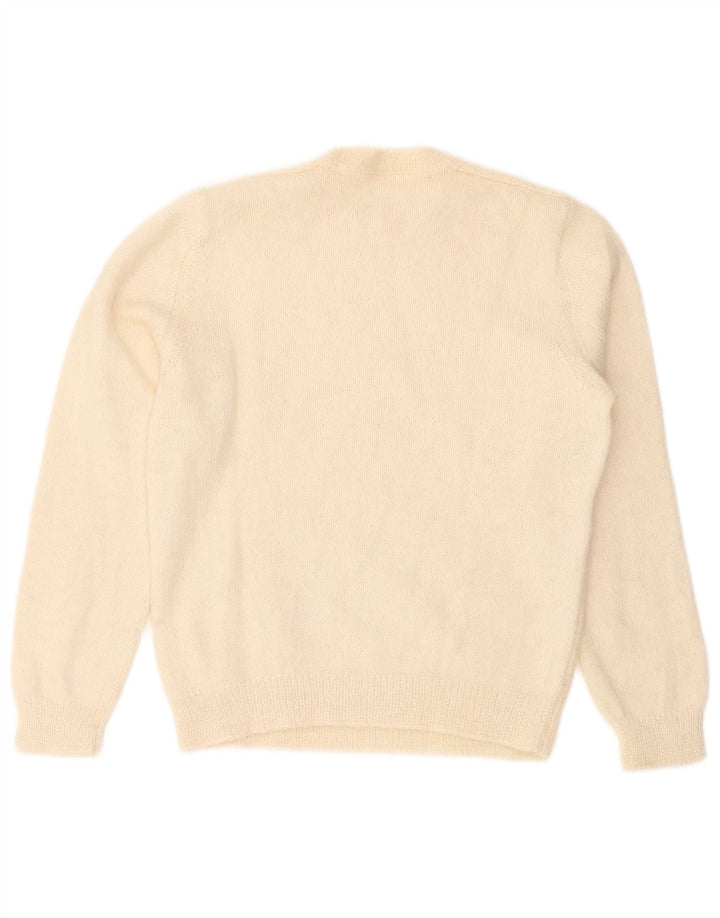 Sweter damski w stylu vintage z okrągłym dekoltem UK 14, średni, w kolorze złamanej bieli