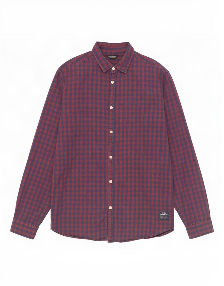 Koszula męska Jack & Jones, bawełniana kratka, średnia czerwona