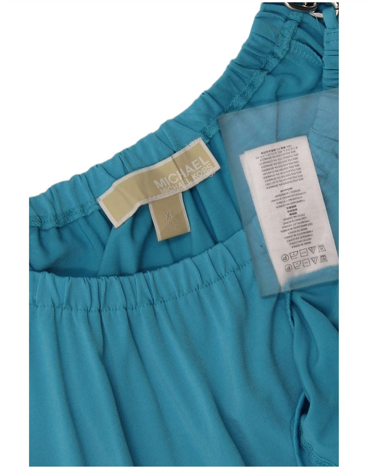 Damska bluzka z długim rękawem MICHAEL KORS UK 18 XL, niebieski poliester