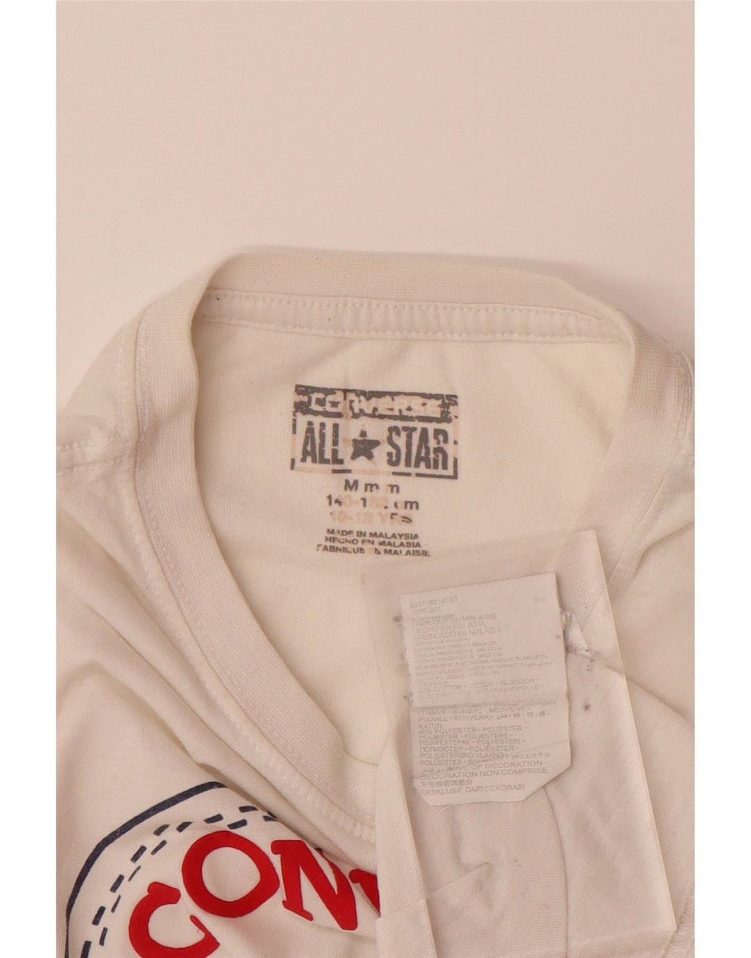 CONVERSE Chłopięcy T-shirt z grafiką, 10-11 lat, średni, biały, bawełniany