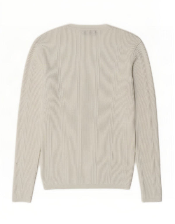 Sweter damski Marks & Spencer z dekoltem w kształcie litery V, UK 10, mały, biały, wiskoza