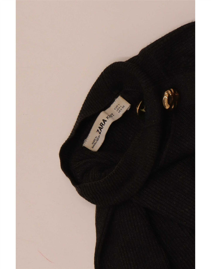 Damski sweter Zara z krótkim rękawem, zapinany na guziki, UK 14, duży, szary