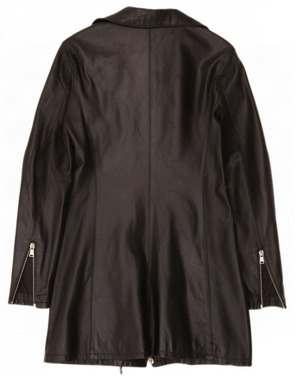 Sasch Womens Leather Coat UK 12 Medium Black