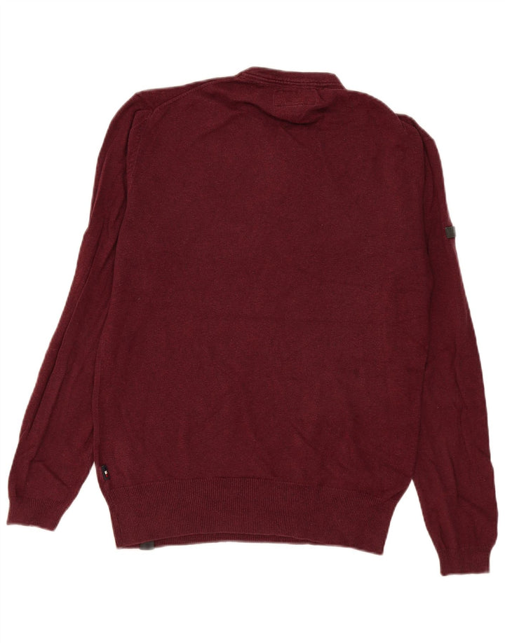 Męski sweter zapinany na guziki Superdry, mały, bordowy, bawełniany