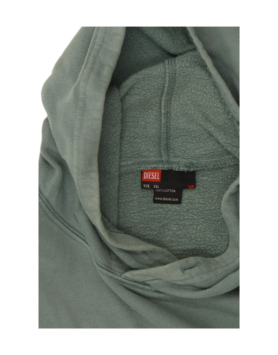 Męski sweter z kapturem i grafiką DIESEL 2XL, zielony, bawełniany