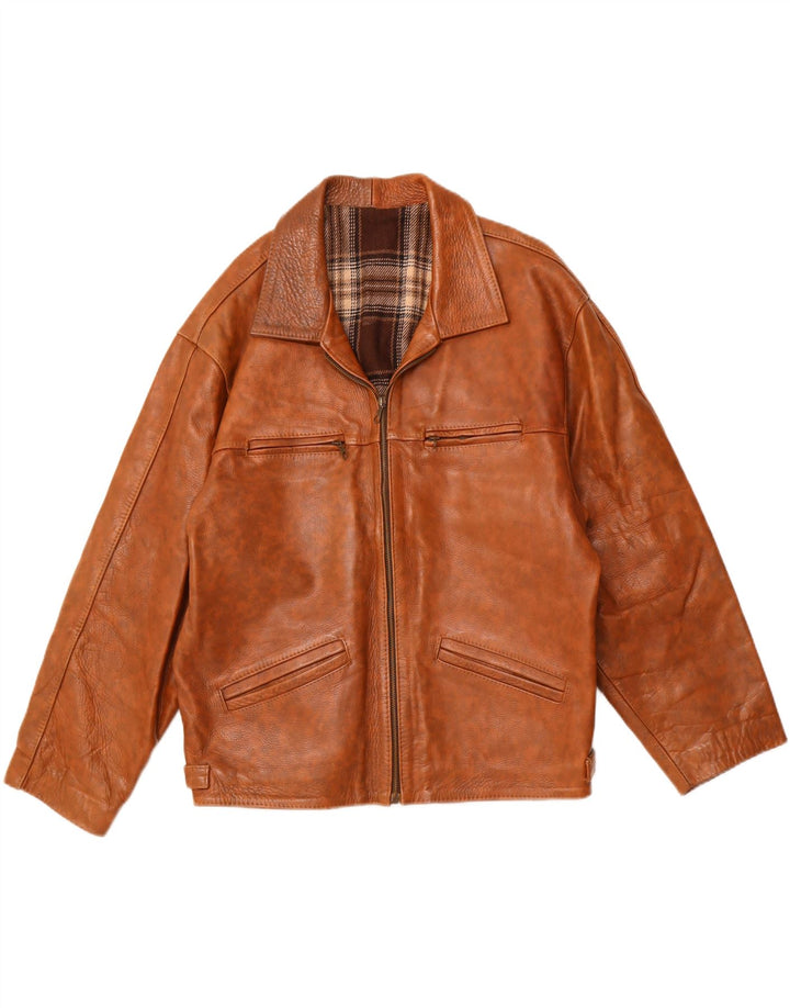 Vintage damska kurtka skórzana UK 18 XL, brązowa, nakrapiana skóra