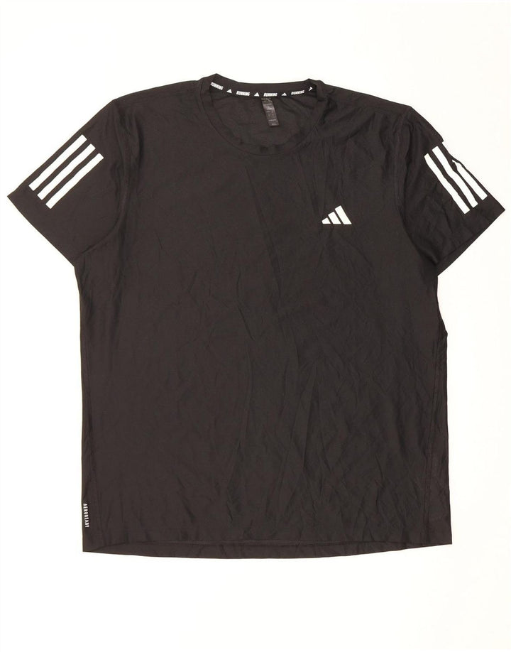 Męska koszulka do biegania Adidas, duża, czarna, poliestrowa