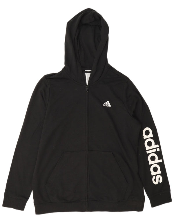 Męski sweter Adidas z grafiką i zamkiem błyskawicznym, duży, czarny, bawełniany