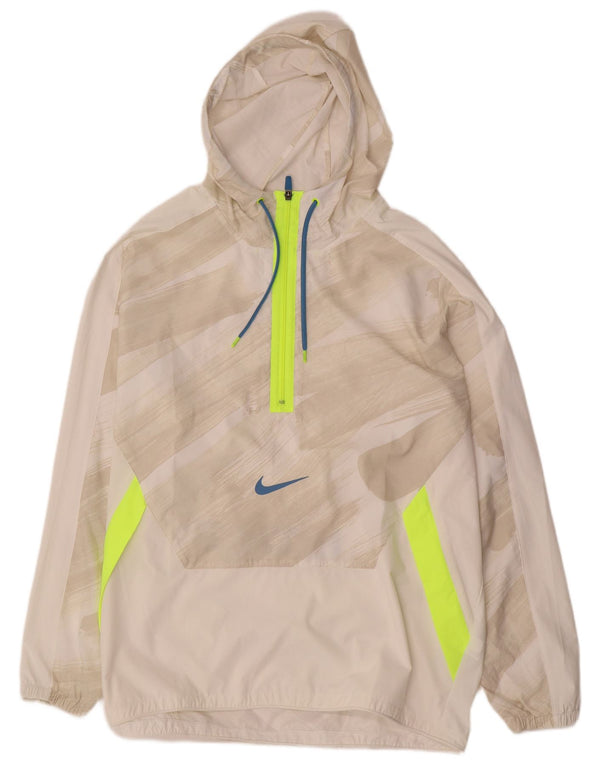 Nike Mens Dri Fit Pullover Rain Jacket UK 40 Large White Colourblock