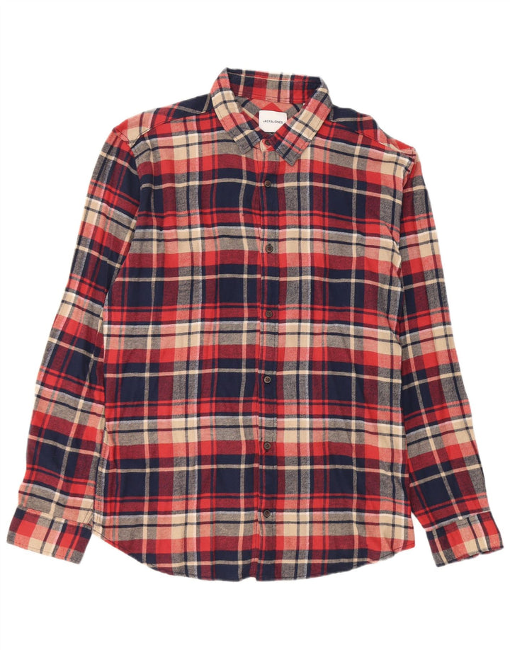Koszula flanelowa męska Jack & Jones XL, bawełniana, granatowa w kratę