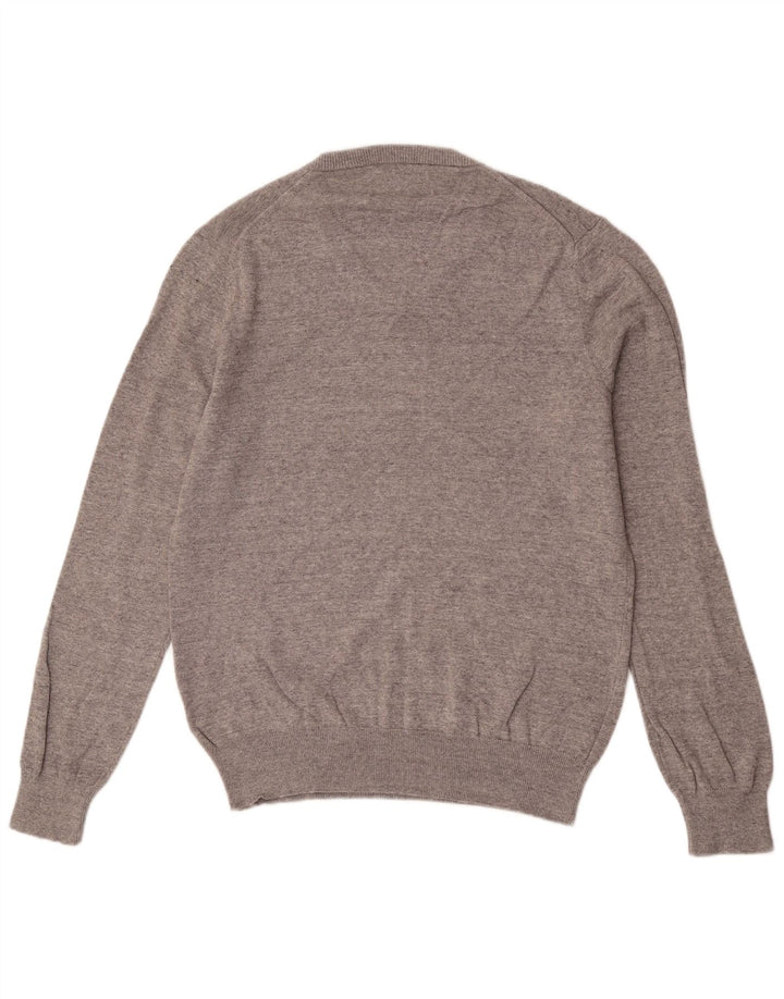 Marks & Spencer Męski sweter z dekoltem w kształcie litery V, duży, szary, bawełniany