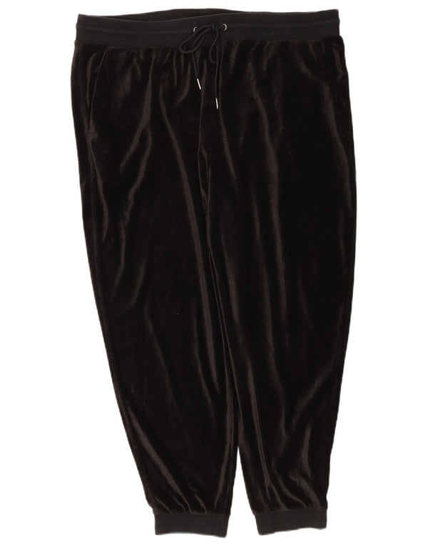 Marks & Spencer Womens Velour Tracksuit Trousers Joggers UK 20 2XL Black
