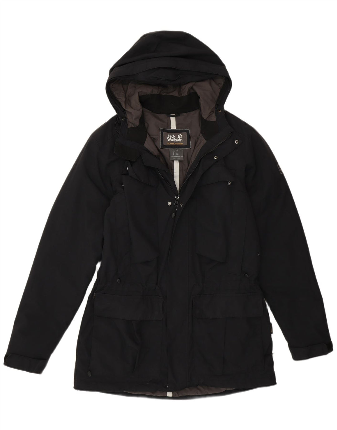 Męski wiatrówka z kapturem Jack Wolfskin UK 36/38 Średni czarny poliamid