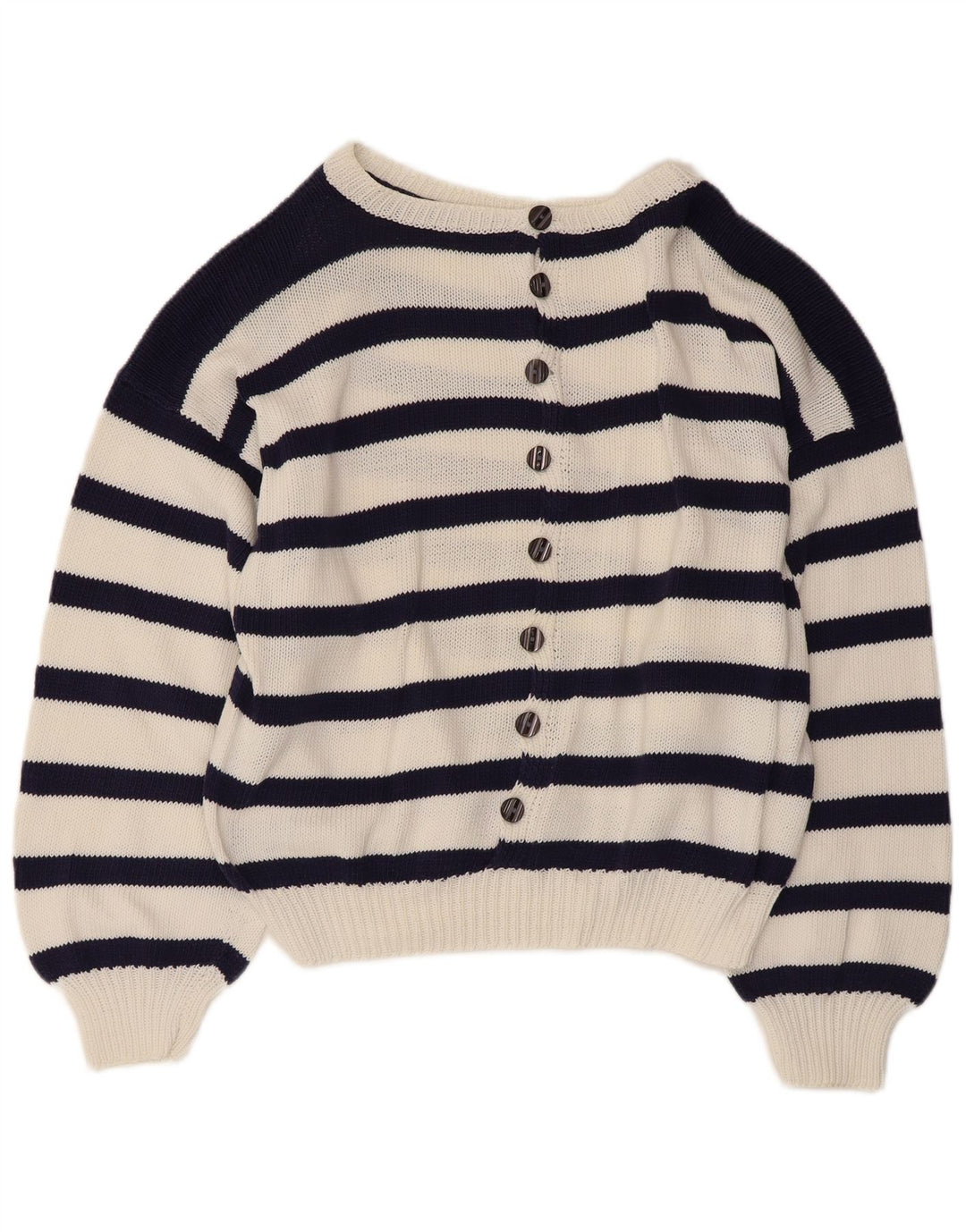 Sweter damski VINTAGE z dekoltem w łódkę UK 14, duży, granatowy, morski