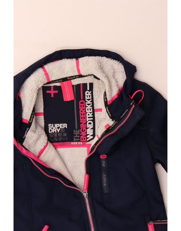 Damska kurtka wiatrówka z kapturem Superdry UK 6 XS Granatowy poliester