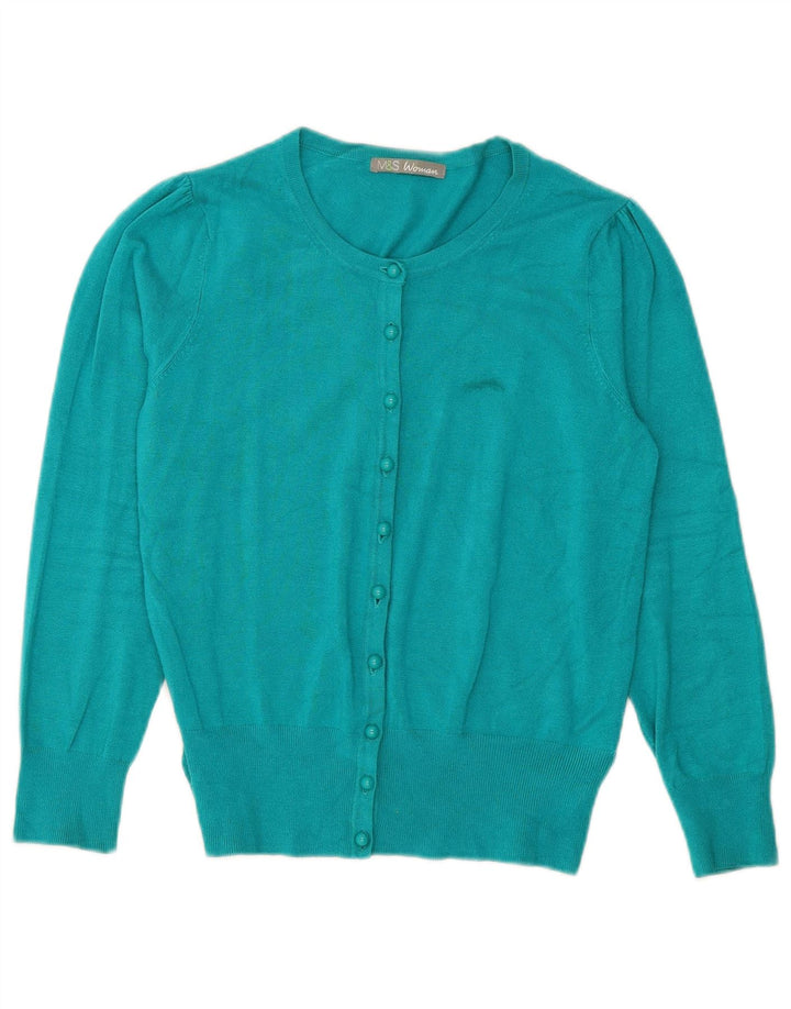 Marks & Spencer Damski sweter kardigan UK 16, duży, niebieski, wiskoza