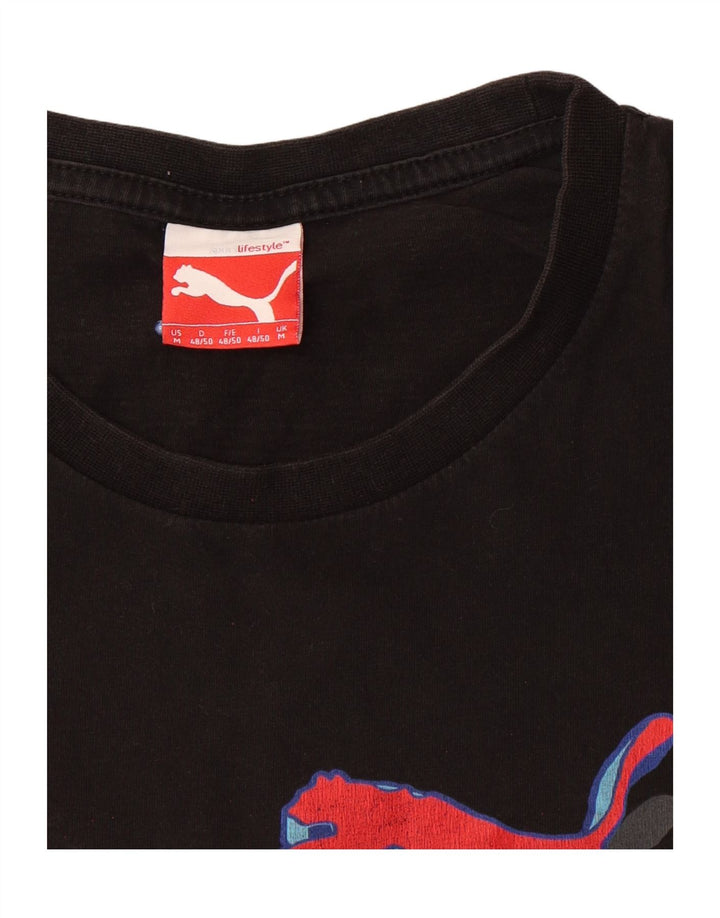 PUMA Mens Graphic T-Shirt Top Medium Black Vintage Puma and Second-Hand Puma from Messina Hembry 