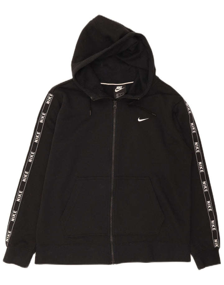 NIKE Mens Graphic Zip Hoodie Sweater Medium Black Cotton