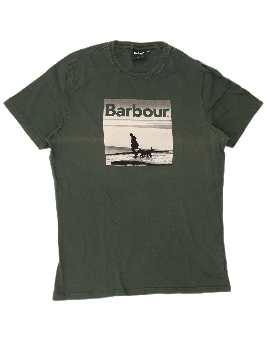 Męski T-shirt z grafiką Barbour o dopasowanym kroju, średniej wielkości bawełna w kolorze zielonym
