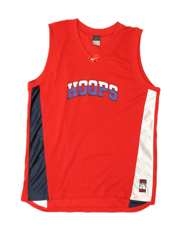 NIKE Mens Dri Fit Graphic Vest Top UK 42/44 Large Red Colourblock Vintage Nike and Second-Hand Nike from Messina Hembry 