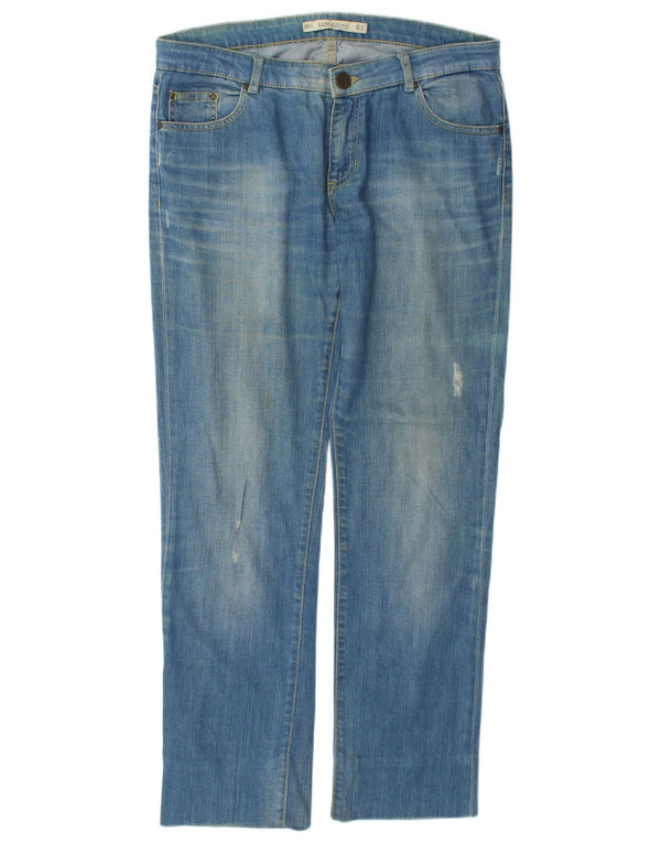 Damskie jeansy Zara w trudnej sytuacji, proste EU 40, średnie, W30, L29, niebieska bawełna