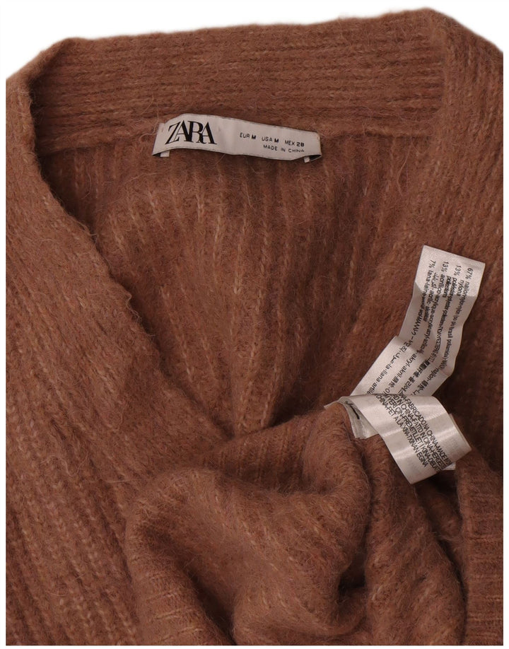 Damski sweter typu Crop Oversize Zara UK 14 Średni brązowy nylon