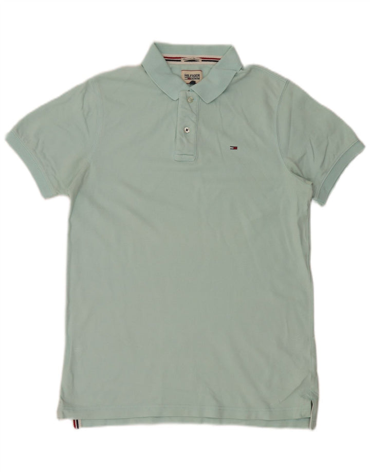 Męska koszulka polo Tommy Hilfiger, duża, turkusowa, bawełniana