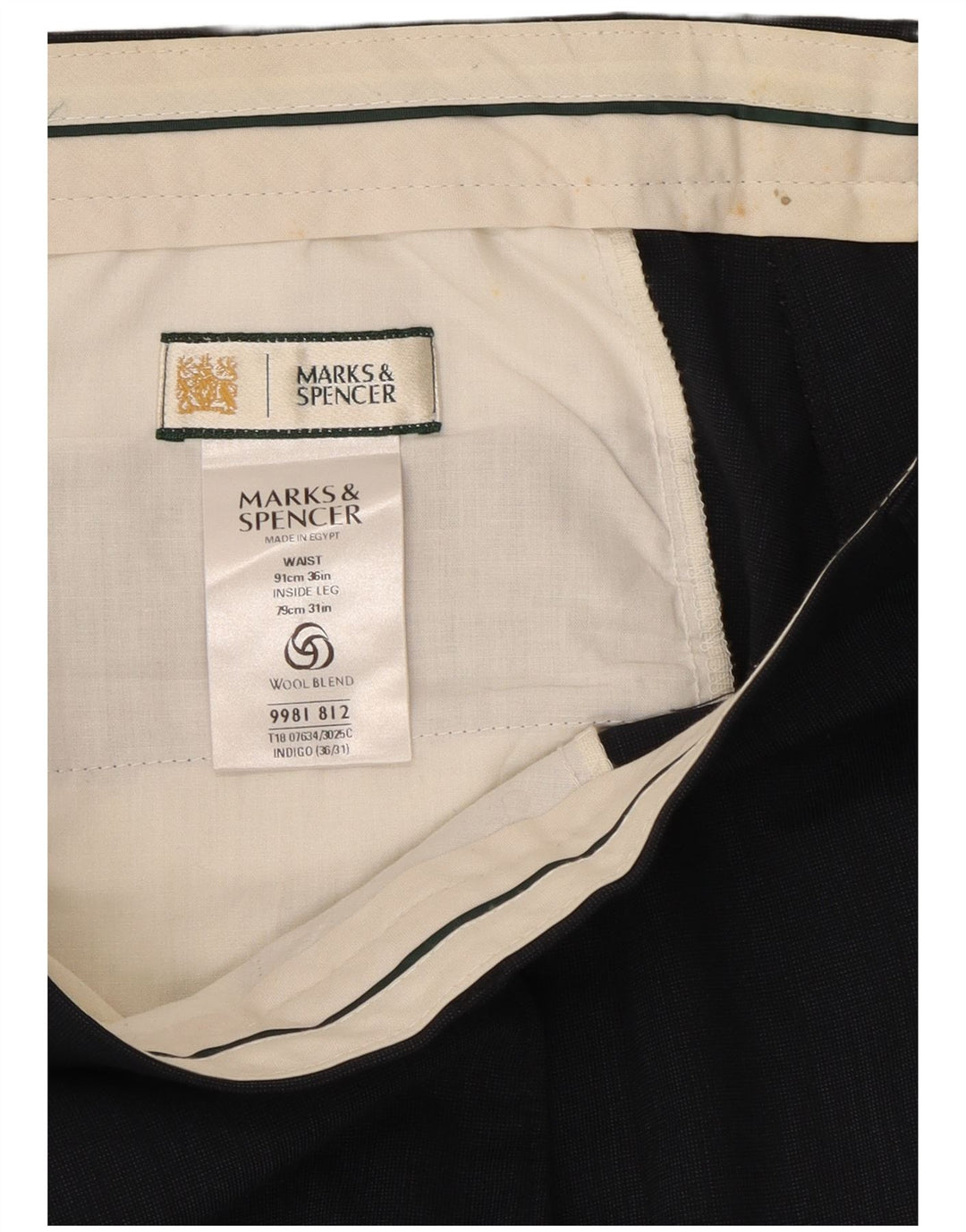 Marks & Spencer Męskie spodnie garniturowe W36 L31 Granatowy poliester