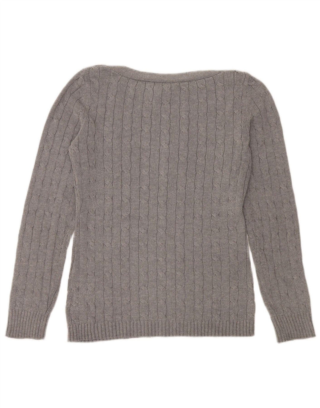 RALPH LAUREN Damski sweter z dekoltem w łódkę, UK 14, średnioszary, bawełniany