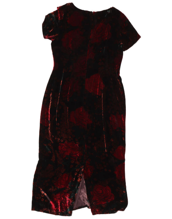 Damska aksamitna sukienka maxi Monsoon Twilight UK 14, duża, czarna, w kwiaty, wiskoza