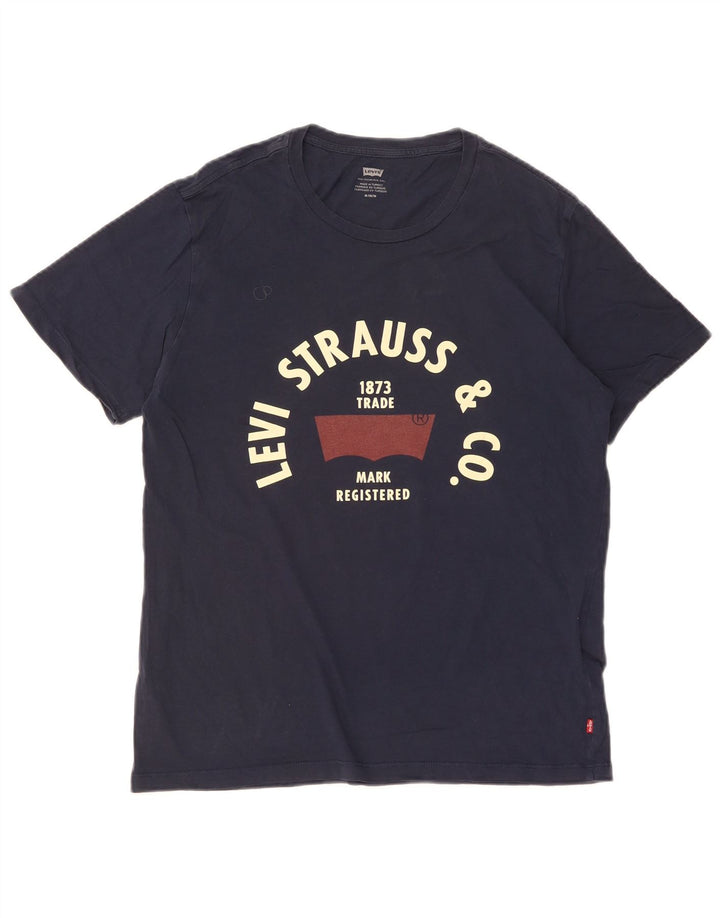 Męski T-shirt z grafiką Levi's, średni, granatowy, bawełniany