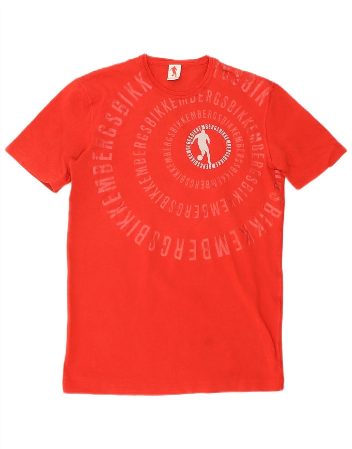 Męski T-shirt z grafiką Bikkembergs, mały, czerwony, bawełniany