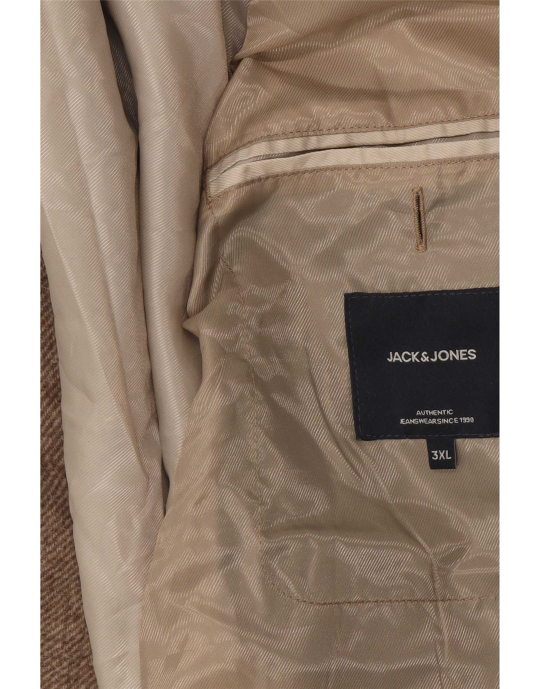 Płaszcz męski Jack & Jones UK 46 3XL beżowy poliester