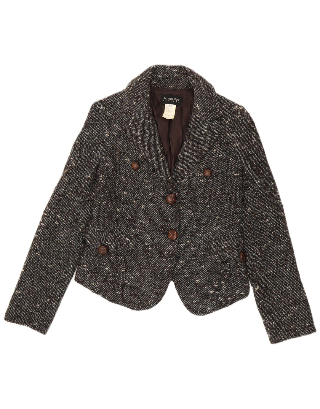 Patrizia Pepe Damska marynarka zapinana na 2 guziki IT 44 Średnioszara nakrapiana