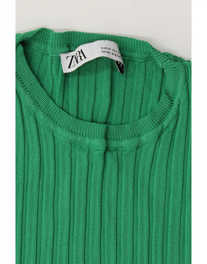 Damski T-shirt Zara Crop Top UK 12 Średni Zielony