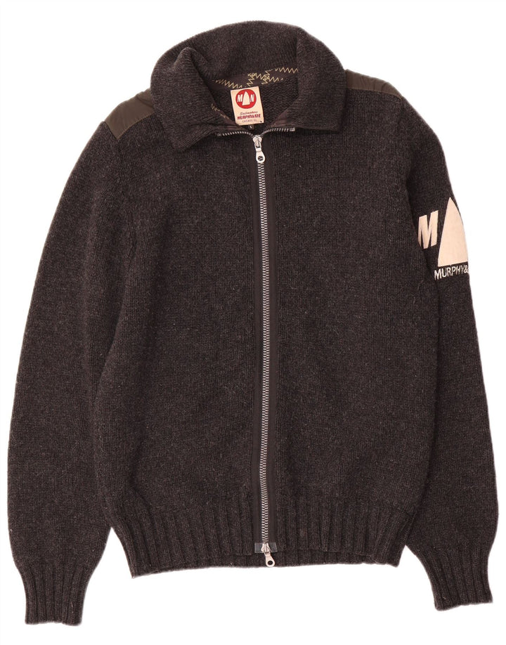 Męski sweter kardiganowy z grafiką Murphy & Nye Sailmakers, duży, szary, wełniany