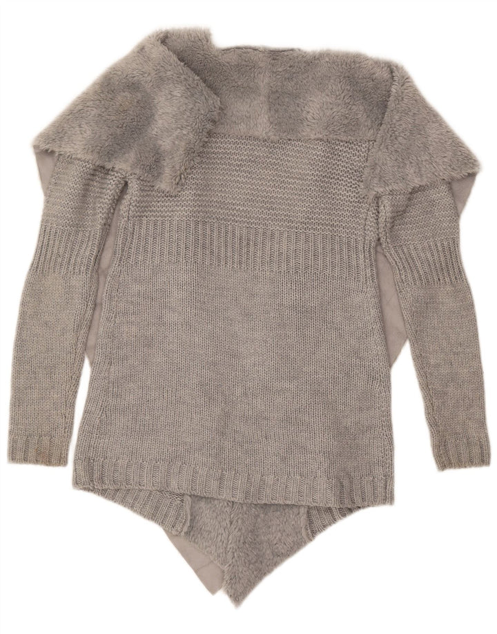 Sweter damski Oasis z otwartym kardiganem UK 10, mały, szary, akrylowy