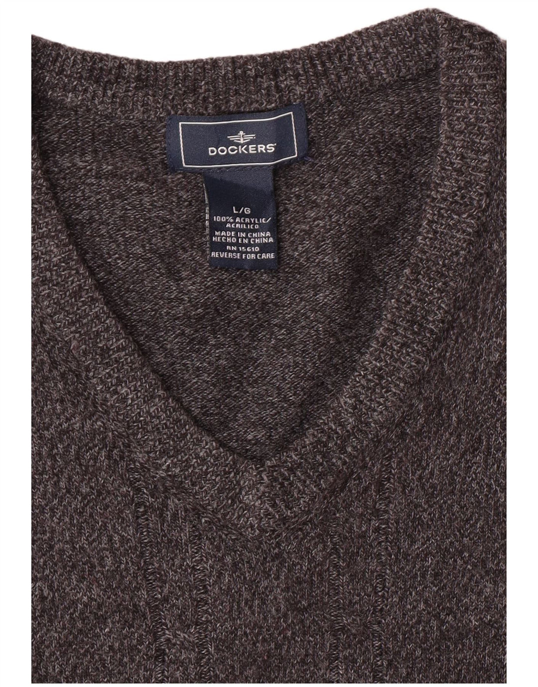 Męski sweter DOCKERS z dekoltem w kształcie litery V, duży, szary, akrylowy