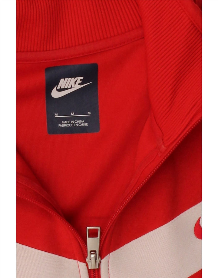 NIKE Mens Tracksuit Top Jacket Medium Red Colourblock Cotton
