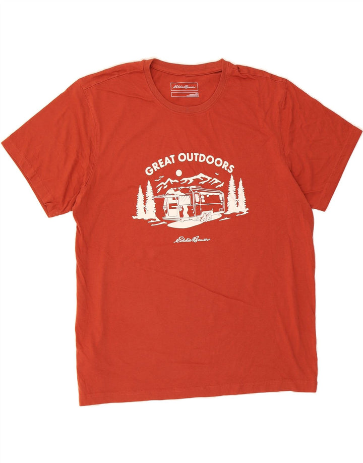 EDDIE BAUER Mens Graphic T-Shirt Top Large Red Cotton Vintage Eddie Bauer and Second-Hand Eddie Bauer from Messina Hembry 