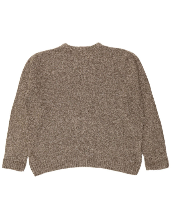 Marks & Spencer Męski sweter z okrągłym dekoltem XL, brązowy, nakrapiany akryl