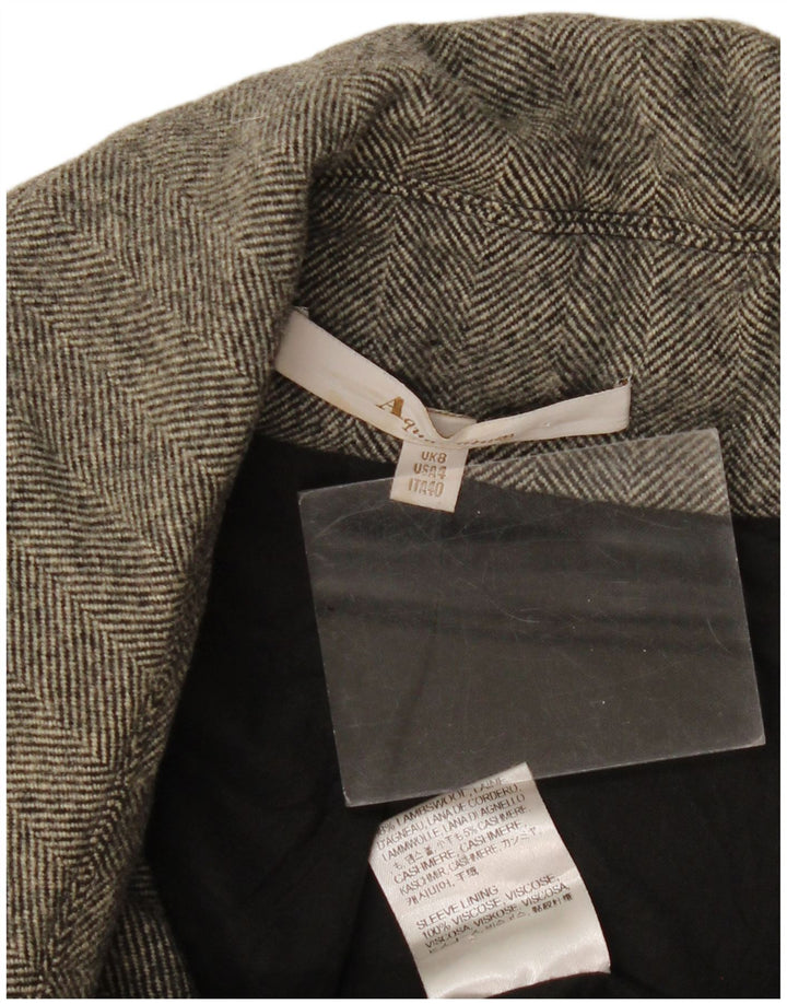 Płaszcz damski Aquascutum UK 8, mały, szary, wełna jagnięca w jodełkę