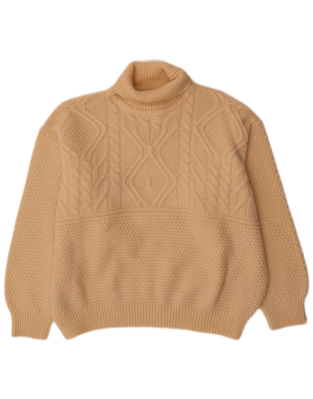 Vintage damski sweter typu Crop Oversize z golfem IT 50 XL w kolorze złamanej bieli