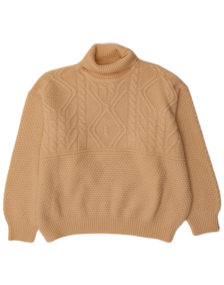 Vintage damski sweter typu Crop Oversize z golfem IT 50 XL w kolorze złamanej bieli