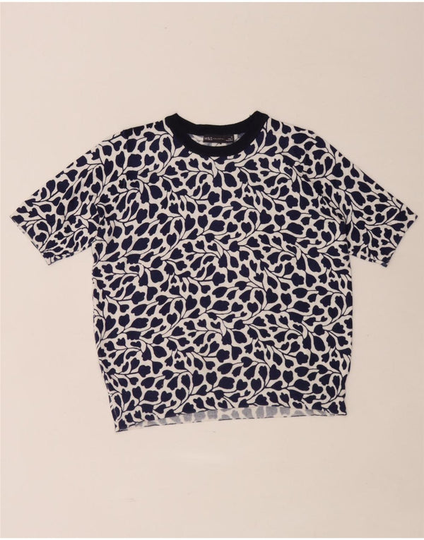 T-shirt damski Marks & Spencer Top UK 12 Średni Granatowy Kwiatowy Wiskoza