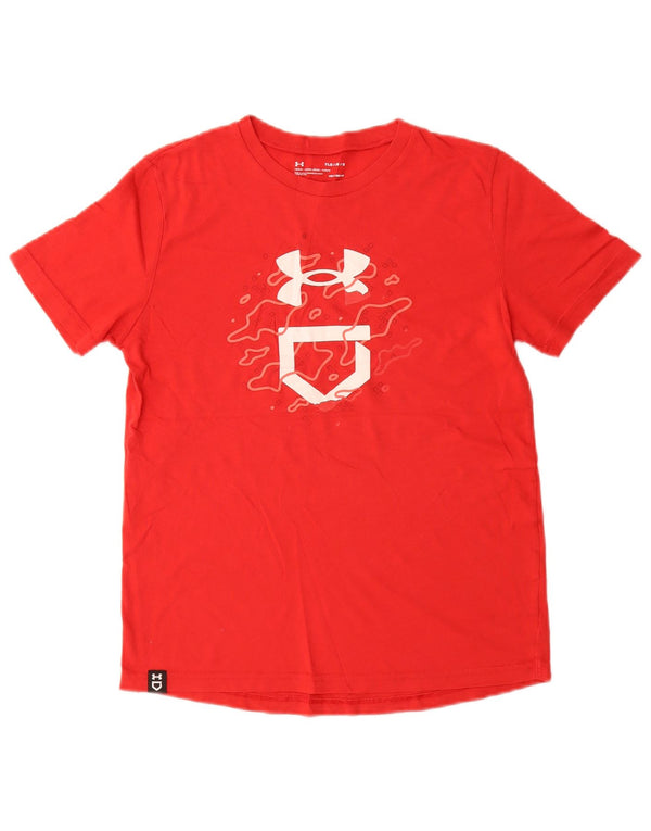 Chłopięcy T-shirt z grafiką UNDER ARMOUR Heat Gear na 11-12 lat, duży, czerwony