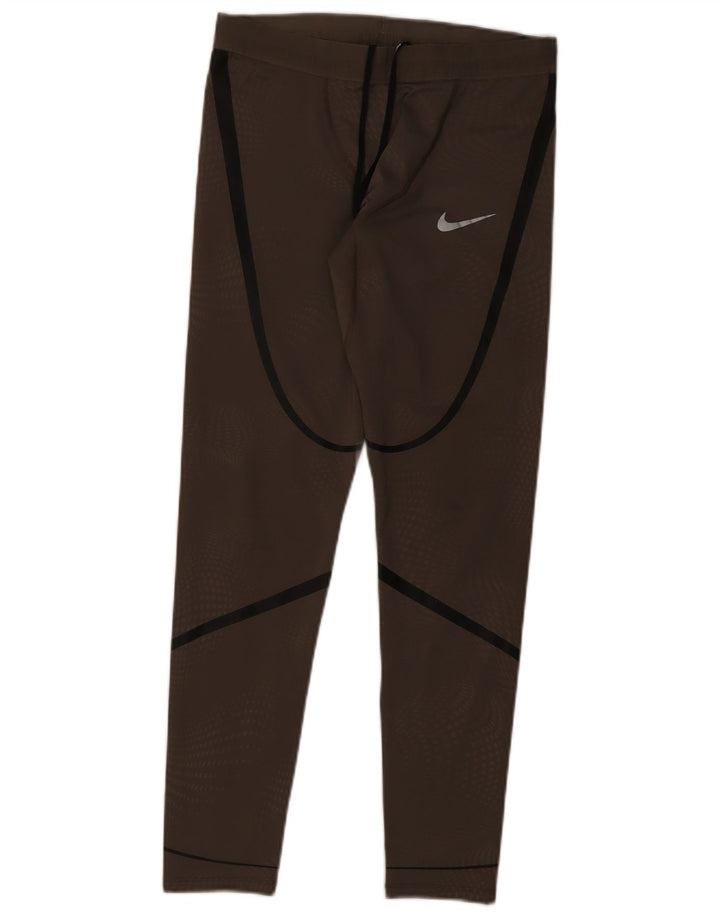 Damskie legginsy Nike Dri Fit UK 12, poliester w średnie brązowe paski