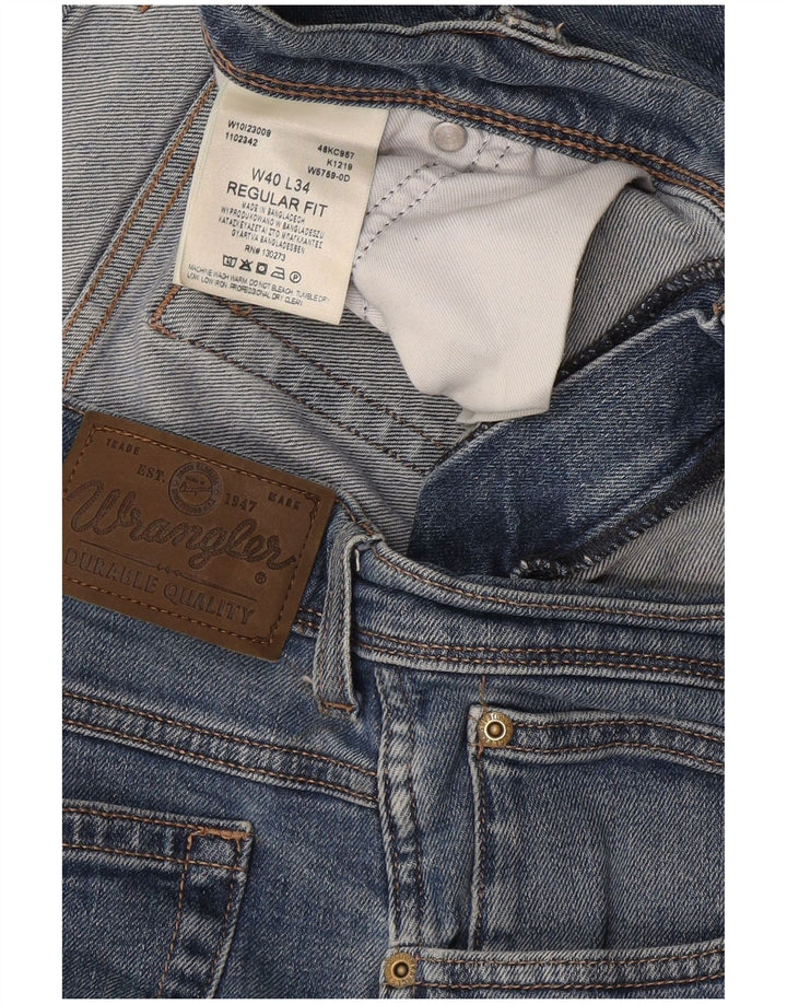 Męskie jeansy Wrangler o prostym kroju W40 L34, niebieskie, bawełniane