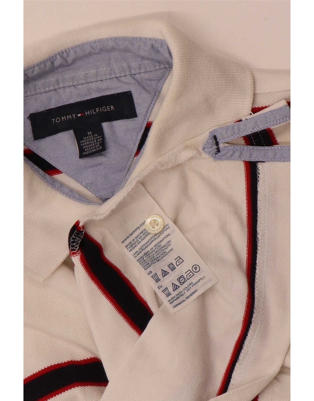 Męska koszulka polo Tommy Hilfiger, bawełniana w średnie białe paski